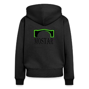 mostar black - Sweat à capuche zippé Premium bio Femme - noir - Dos - Julia (174cm)