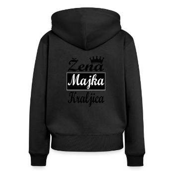zena majka kraljica - Frauen Premium Bio Zip Hoodie - Schwarz - Hinten - Julia (174cm)