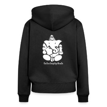 Ganesha avec mantra - Sweat à capuche zippé Premium bio Femme - noir - Dos - Julia (174cm)