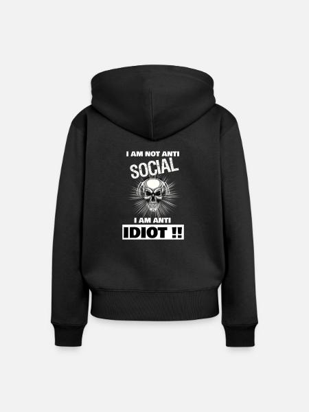 Anti-Sozial - Frauen Premium Bio Zip Hoodie - Schwarz