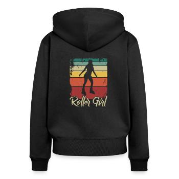 Roller Girl Rollerblades - Frauen Premium Bio Zip Hoodie - Schwarz - Hinten - Julia (174cm)