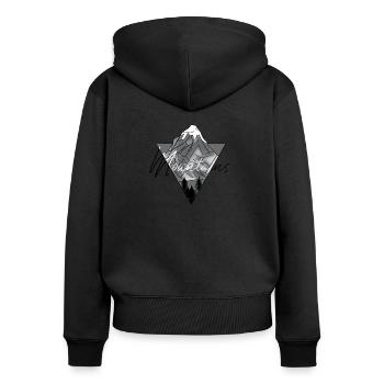 MOUNTAINS - Sweat à capuche zippé Premium bio Femme - noir - Dos - Julia (174cm)