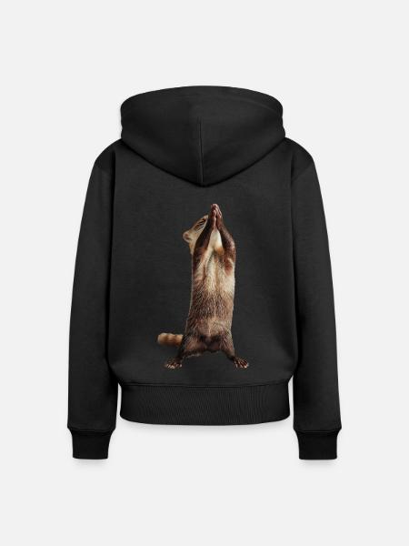 Frettchen - Frauen Premium Bio Zip Hoodie - Schwarz