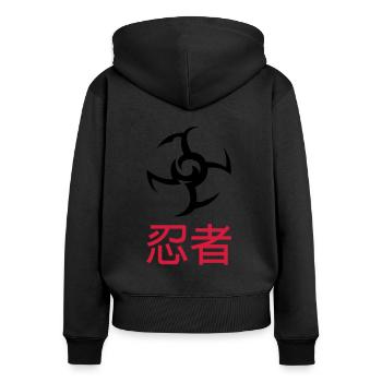 Ninja - Sweat à capuche zippé Premium bio Femme - noir - Dos - Julia (174cm)