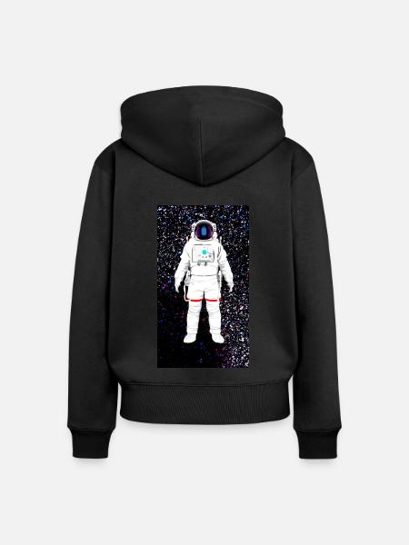 schwebender Astronaut Weltall Bild - Frauen Premium Bio Zip Hoodie - Schwarz