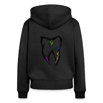 Dent colorée, dessin, dessinée à la main. - Sweat à capuche zippé Premium bio Femme - noir - Dos - Julia (174cm)