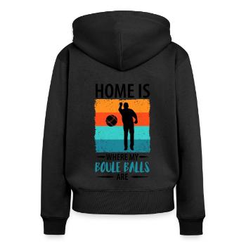 Boule Petanque Boccia Boules - Frauen Premium Bio Zip Hoodie - Schwarz - Hinten - Julia (174cm)