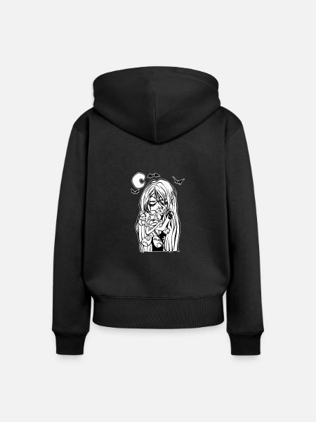Gruselige Vampir mädchen - Frauen Premium Bio Zip Hoodie - Schwarz