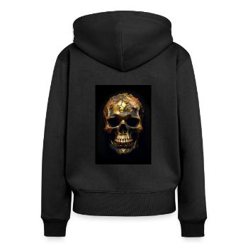 Crane en or - Sweat à capuche zippé Premium bio Femme - noir - Dos - Julia (174cm)
