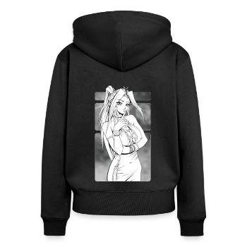 Japanisches Manga-Mädchen - Frauen Premium Bio Zip Hoodie - Schwarz - Hinten - Julia (174cm)