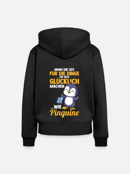 Pinguin - Frauen Premium Bio Zip Hoodie - Schwarz
