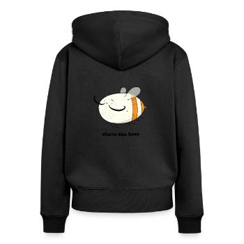 Rasez les abeilles - Sweat à capuche zippé Premium bio Femme - noir - Dos - Julia (174cm)