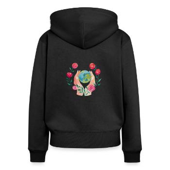 Protective hands - Women's Premium Organic Zip Hoodie - black - Back - Julia (174cm)