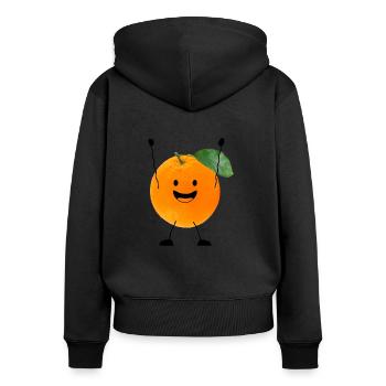 orange with face - Women's Premium Organic Zip Hoodie - black - Back - Julia (174cm)