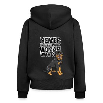 Do not underestimate a woman with a Rottweiler - Women's Premium Organic Zip Hoodie - black - Back - Julia (174cm)
