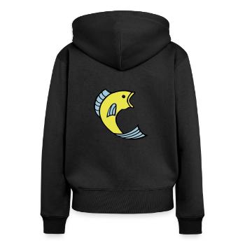 poisson 002 - Sweat à capuche zippé Premium bio Femme - noir - Dos - Julia (174cm)