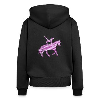 Voltigierer auf Pferd rosa - Geschenk Voltigieren - Frauen Premium Bio Zip Hoodie - Schwarz - Hinten - Julia (174cm)