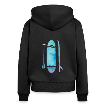 Stand Up Paddling Board SUP blau - Frauen Premium Bio Zip Hoodie - Schwarz - Hinten - Julia (174cm)