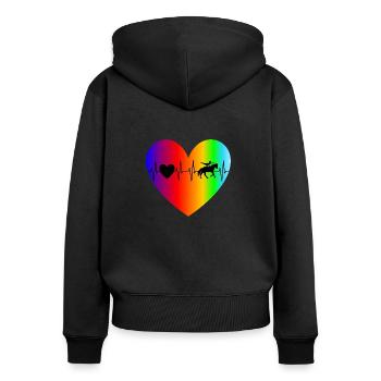 Volti Herzschlag bunt Herz Geschenkidee Volti - Frauen Premium Bio Zip Hoodie - Schwarz - Hinten - Julia (174cm)
