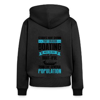 Drachenboot und Drachenboot Crew - Frauen Premium Bio Zip Hoodie - Schwarz - Hinten - Julia (174cm)