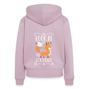 Tier Füchse Klug Jäger - Frauen Premium Bio Zip Hoodie - Altrosa - Hinten - Julia (174cm)