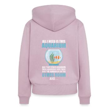 Poisson Poisson Amis Amateurs de poisson - Sweat à capuche zippé Premium bio Femme - rose poudré - Dos - Julia (174cm)