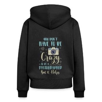 Kamera Fotografie Objektiv Fotoshooting - Frauen Premium Bio Zip Hoodie - Schwarz - Hinten - Julia (174cm)