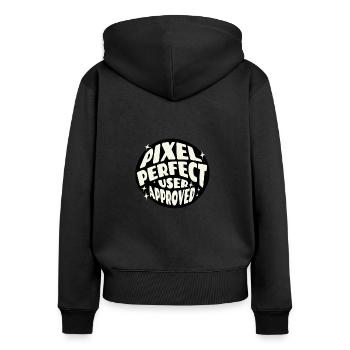 Pixel Perfect UI/UX User Experience UX Designer - Frauen Premium Bio Zip Hoodie - Schwarz - Hinten - Julia (174cm)