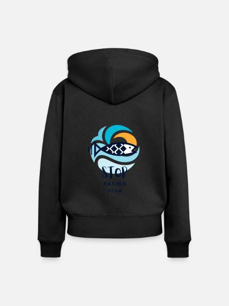 Kein Fisch mehr essen - Frauen Premium Bio Zip Hoodie - Schwarz