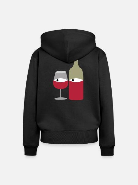 Rotwein - Frauen Premium Bio Zip Hoodie - Schwarz
