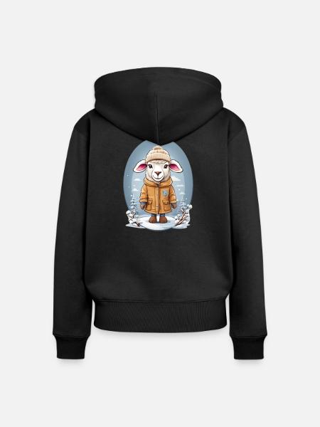 Süßes Schaf - Frauen Premium Bio Zip Hoodie - Schwarz