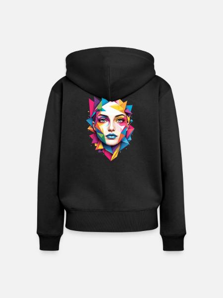 Moderne Gesichts Kunst - Frauen Premium Bio Zip Hoodie - Schwarz