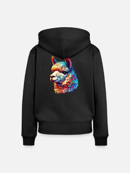 Alpaka - Frauen Premium Bio Zip Hoodie - Schwarz