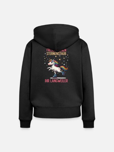 Rollschuh Einhorn - Frauen Premium Bio Zip Hoodie - Schwarz