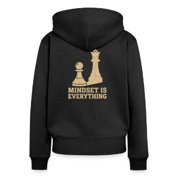 Mindset Is Everything – Chess Strategy Design - Sweat à capuche zippé Premium bio Femme - noir - Dos - Julia (174cm)