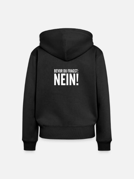 Bevor du fragst Nein  - Frauen Premium Bio Zip Hoodie - Schwarz