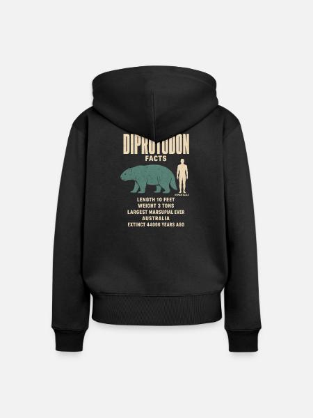 Diprotodon Fakten Eiszeit Größenvergleich Tafel - Frauen Premium Bio Zip Hoodie - Schwarz