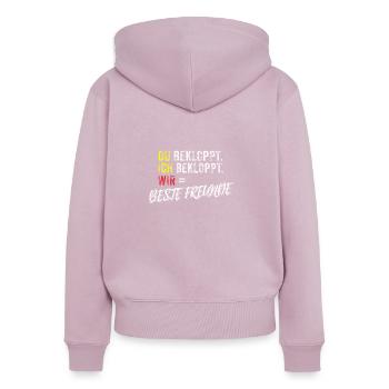 Bekloppte beste Freunde - Frauen Premium Bio Zip Hoodie - Altrosa - Hinten - Julia (174cm)