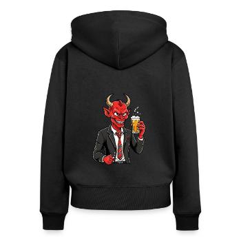Diable rouge - Sweat à capuche zippé Premium bio Femme - noir - Dos - Julia (174cm)
