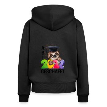 Abi 2022 Abitur 2022 geschafft Faultier - Frauen Premium Bio Zip Hoodie - Schwarz - Hinten - Julia (174cm)