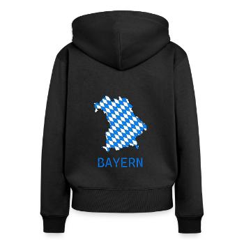 Bayern - Frauen Premium Bio Zip Hoodie - Schwarz - Hinten - Julia (174cm)