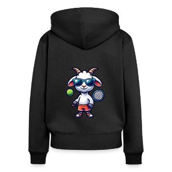 Ziege Als Tennis Spieler Einzigartig - Frauen Premium Bio Zip Hoodie - Schwarz - Hinten - Julia (174cm)