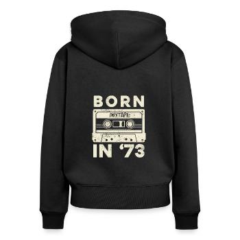 1973 Vintage Birthday Gift Idea Mixtape - Sweat à capuche zippé Premium bio Femme - noir - Dos - Julia (174cm)