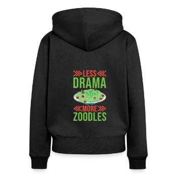 Zoodles Zucchini Pasta Saying - Women's Premium Organic Zip Hoodie - black - Back - Julia (174cm)
