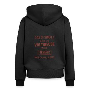 voltigeuse GÉNIALE rouge brunâtre foncé - Sweat à capuche zippé Premium bio Femme - noir - Dos - Julia (174cm)
