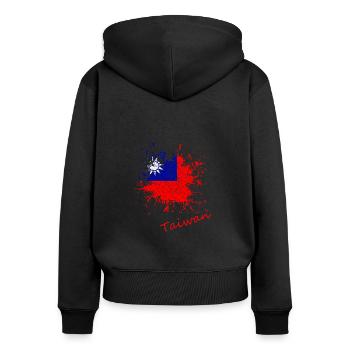 Taiwan Vintage - Frauen Premium Bio Zip Hoodie - Schwarz - Hinten - Julia (174cm)
