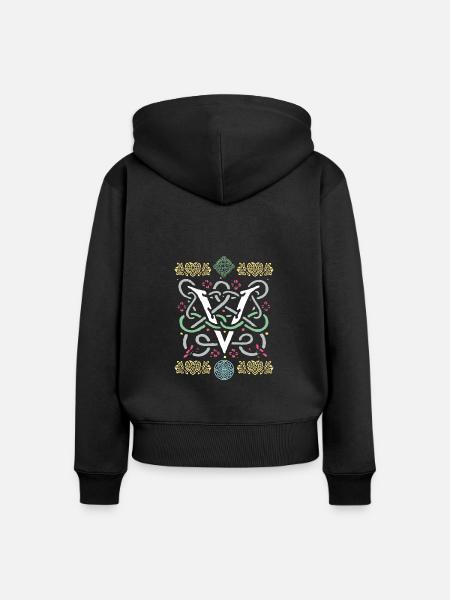 V - Frauen Premium Bio Zip Hoodie - Schwarz