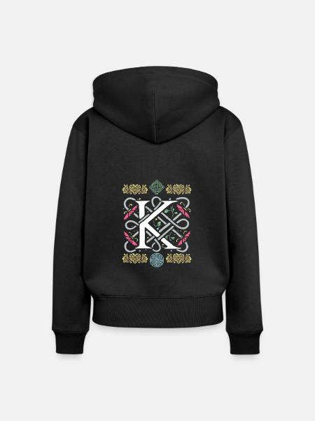 K - Frauen Premium Bio Zip Hoodie - Schwarz