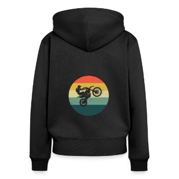 Motocross Damen Dirt Biker Freestyle Motocross - Frauen Premium Bio Zip Hoodie - Schwarz - Hinten - Julia (174cm)