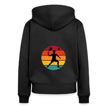 Herren Pickleballspielen Racquetballspielen - Frauen Premium Bio Zip Hoodie - Schwarz - Hinten - Julia (174cm)